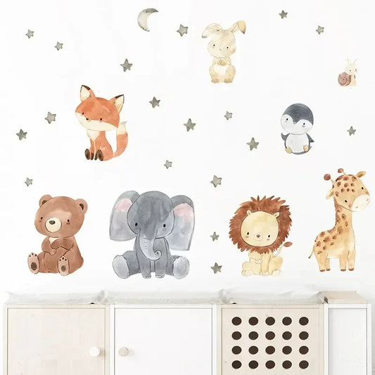 Cute Bear & Fox Africa Animal Wall Stickers | Nursery & Kids Room Home Decor