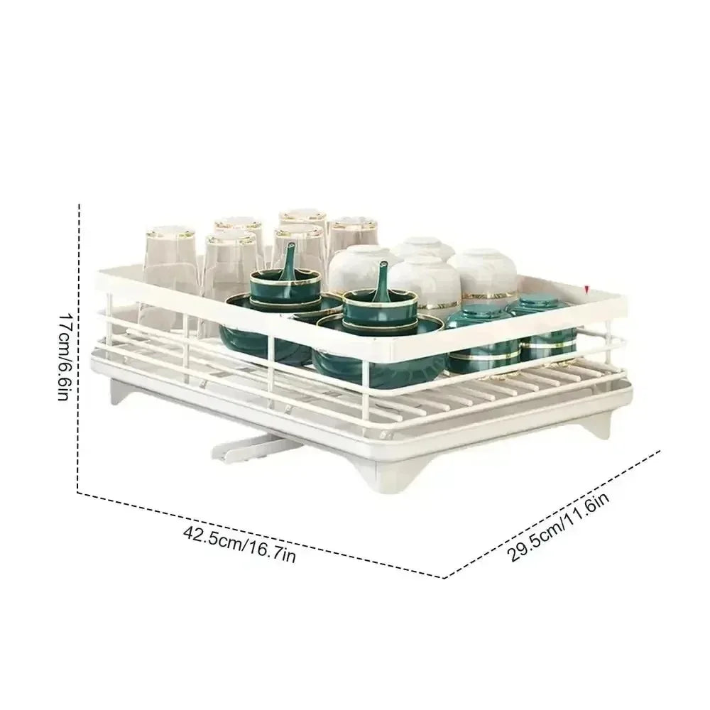 Adjustable Dish Rack & Drainboard Set | Countertop Cutlery Storage Holder