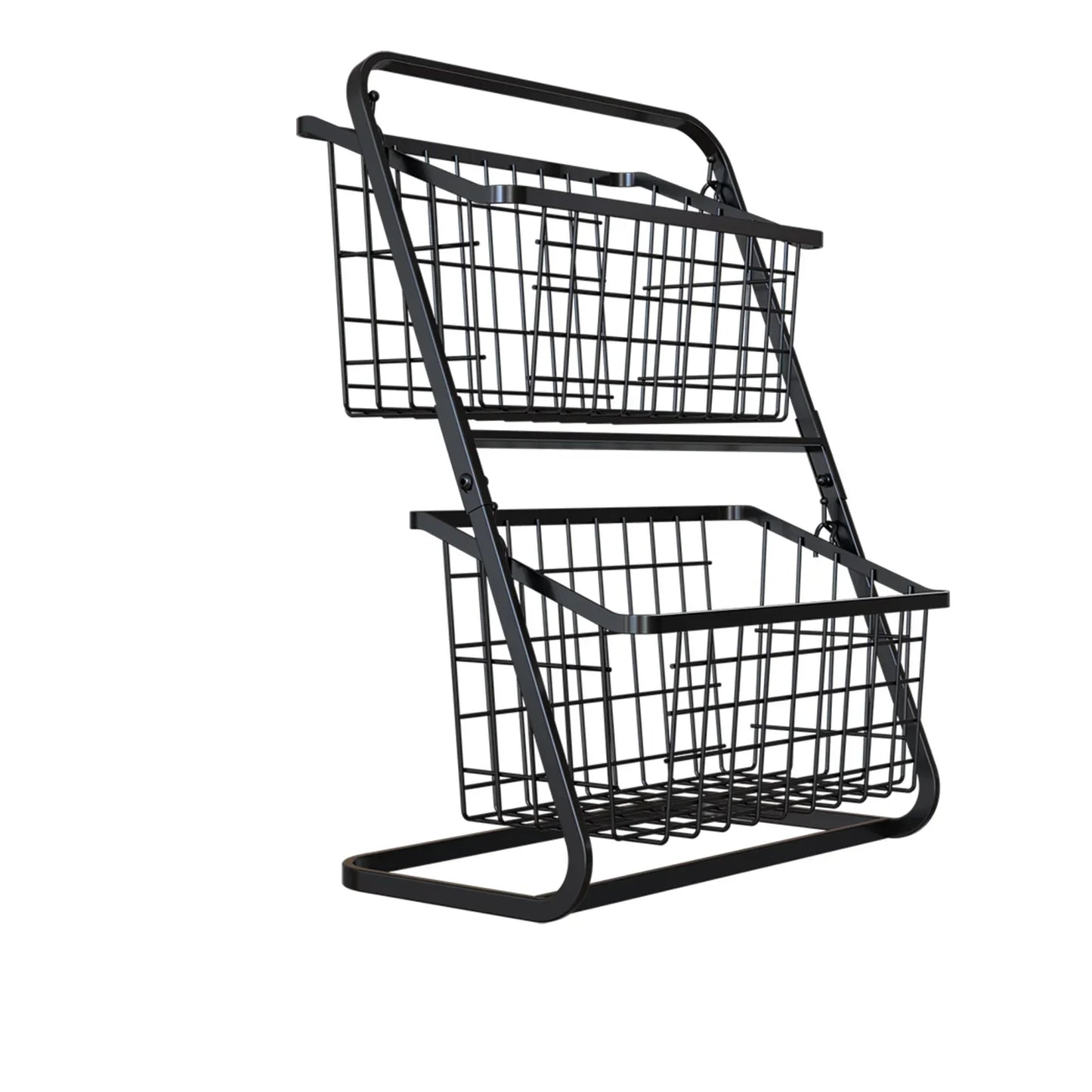 Household Black Multi-Tier Vegetable & Fruit Storage Basket | Floor Rack