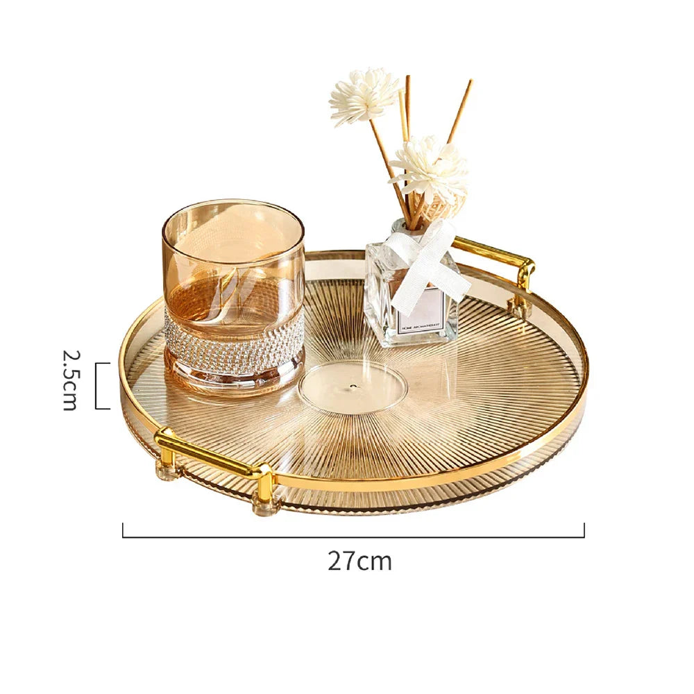 Modern Round Decorative Serving Tray | Plastic Organizer for Kitchen & Party