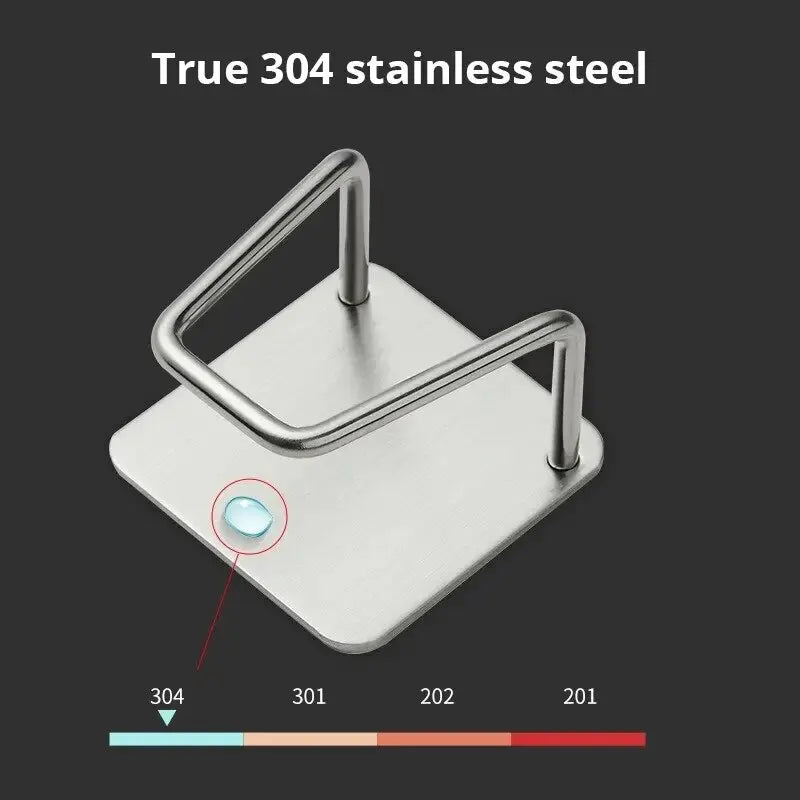 Stainless Steel Sink Sponge Rack | Adhesive Inner Wall Kitchen Draining Caddy