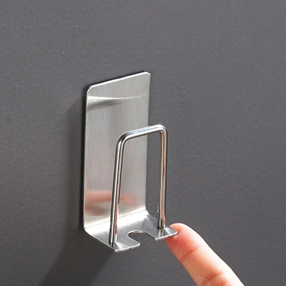Punch-Free Stainless Steel Toothbrush Holder Hook | Kitchen & Bathroom Organizer