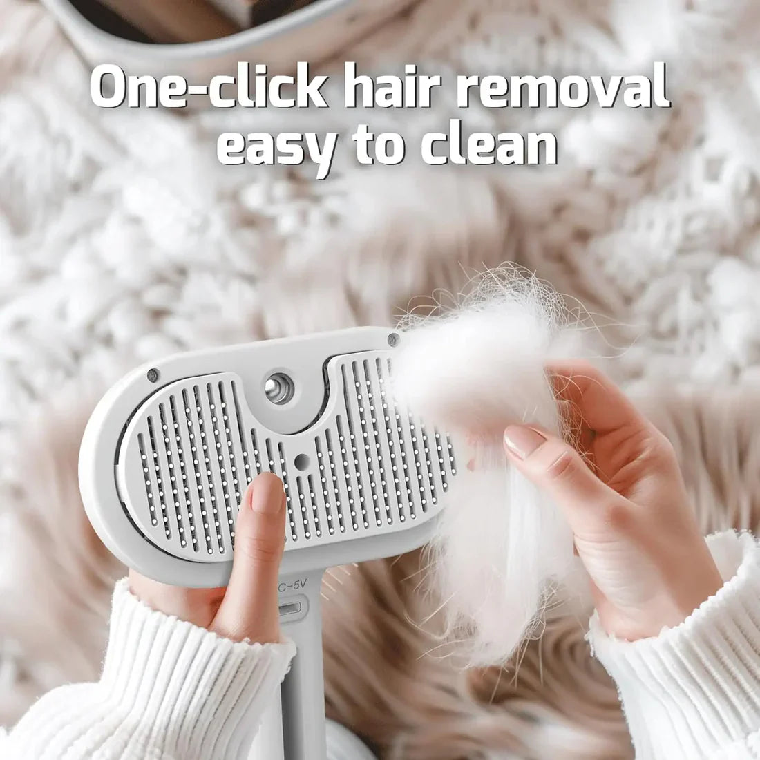 Pet Grooming Tool – Comb, Hair Remover & Humidifier ~ (white)