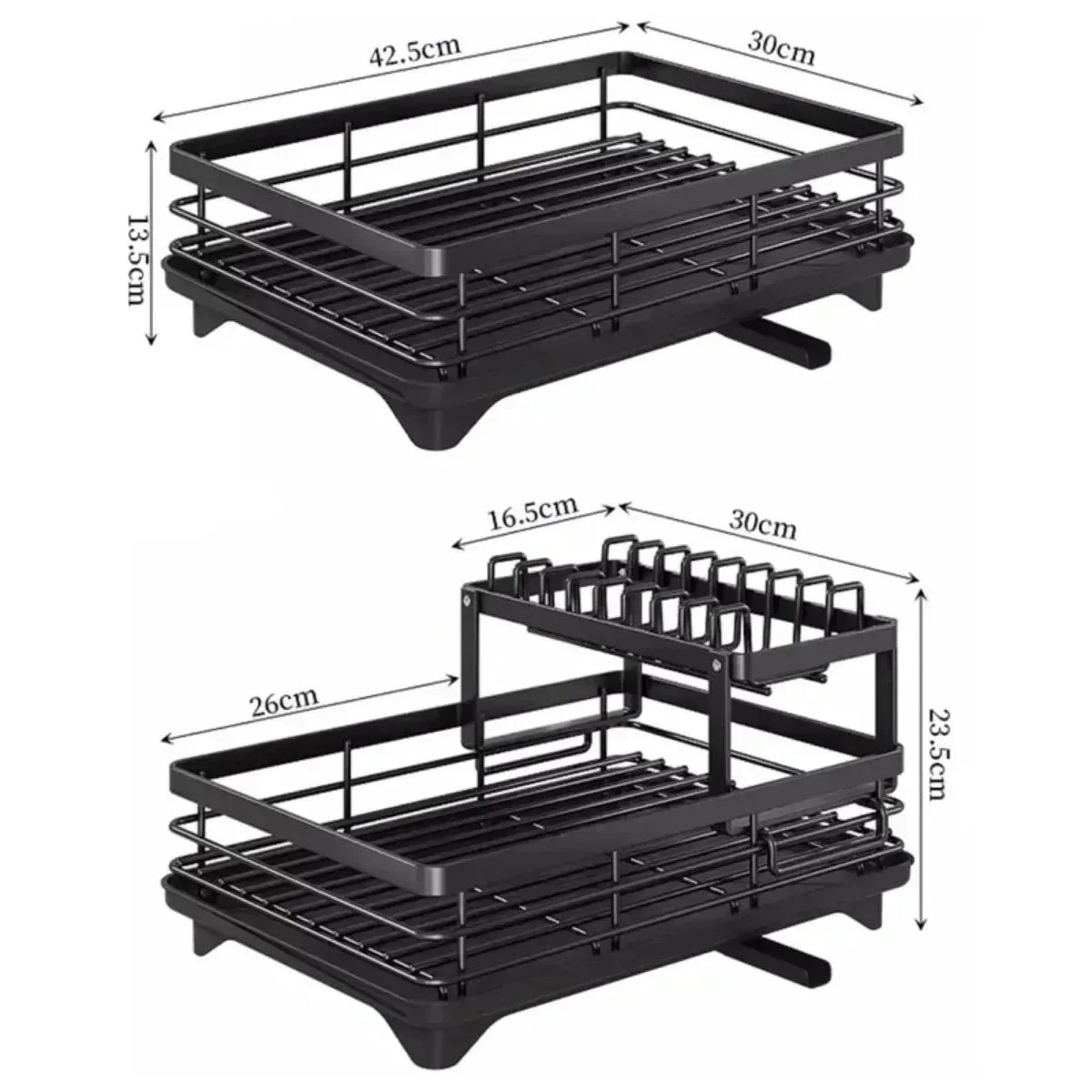 Adjustable Dish Rack & Drainboard Set | Countertop Cutlery Storage Holder