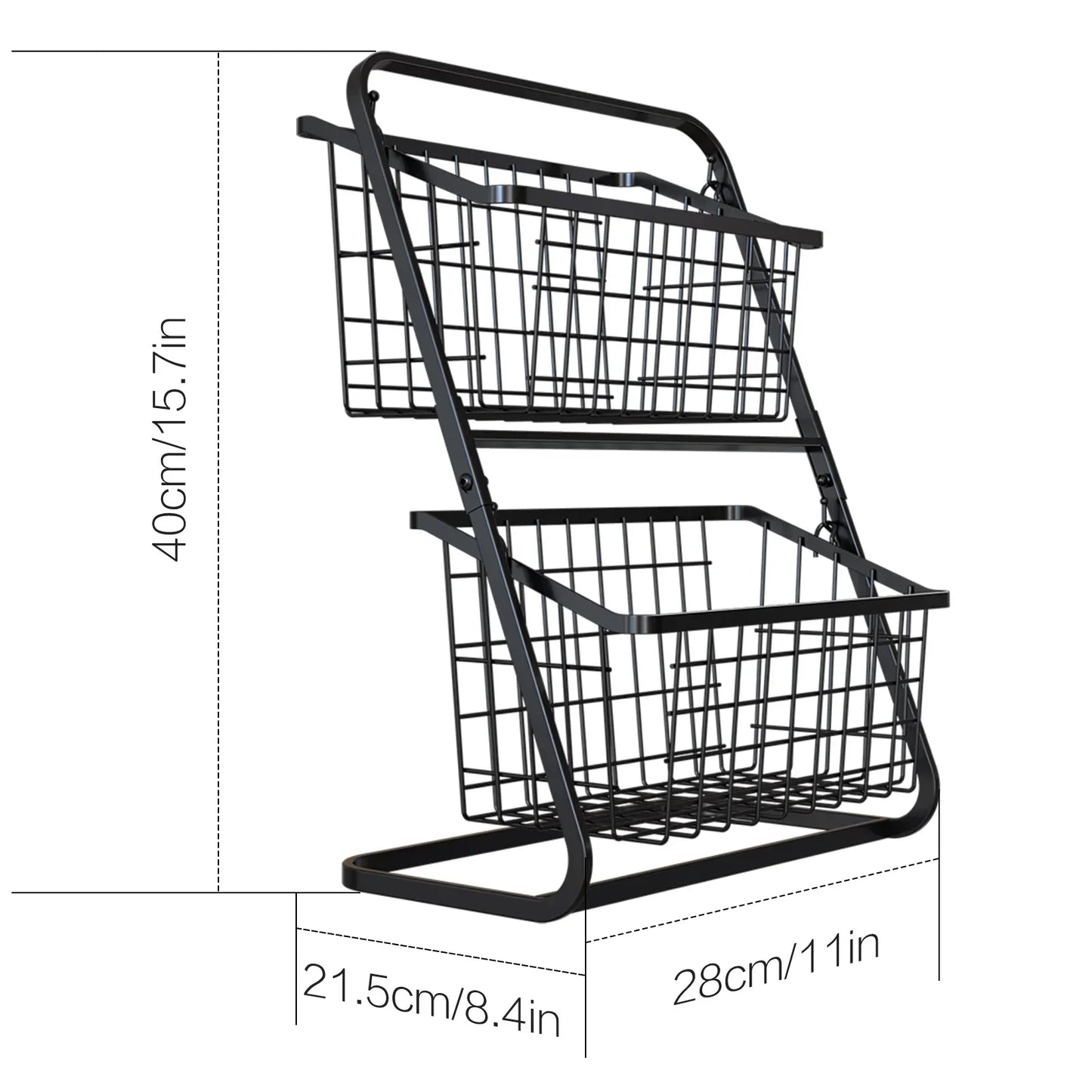 Household Black Multi-Tier Vegetable & Fruit Storage Basket | Floor Rack