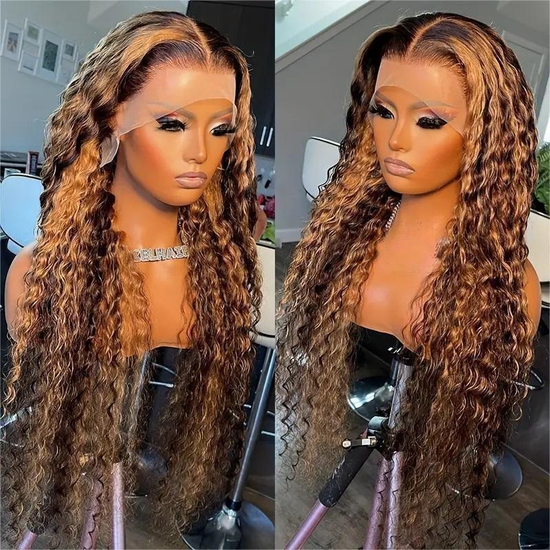 Ombré P427 Water Wave 13x6 Human Hair Wig | Deep Wave Lace Frontal