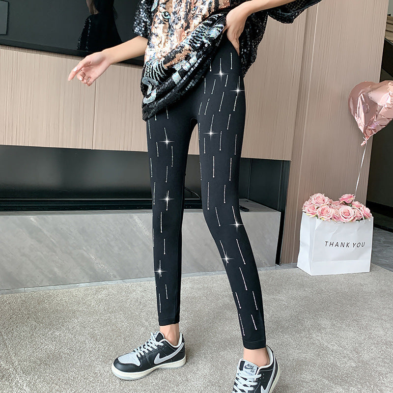 Women's Shiny Rhinestone Leggings - Sparkle Tights