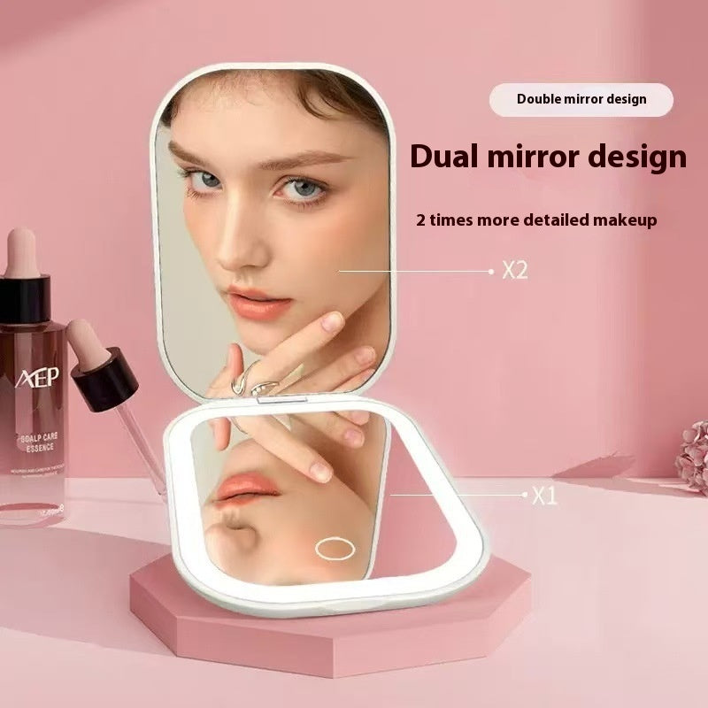 ortable HD Luminous Cosmetic Mirror | Ultra-Thin, Foldable, Tricolor LED Light