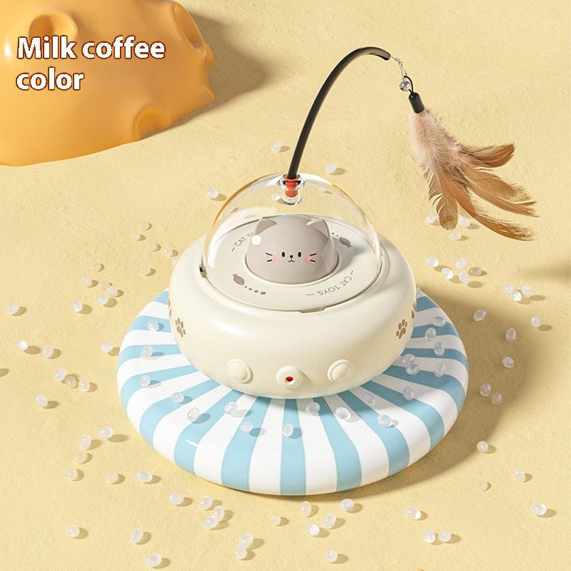 Smart Electric UFO Cat Teaser Toy | Automatic Rotating Feather Stick with Bell