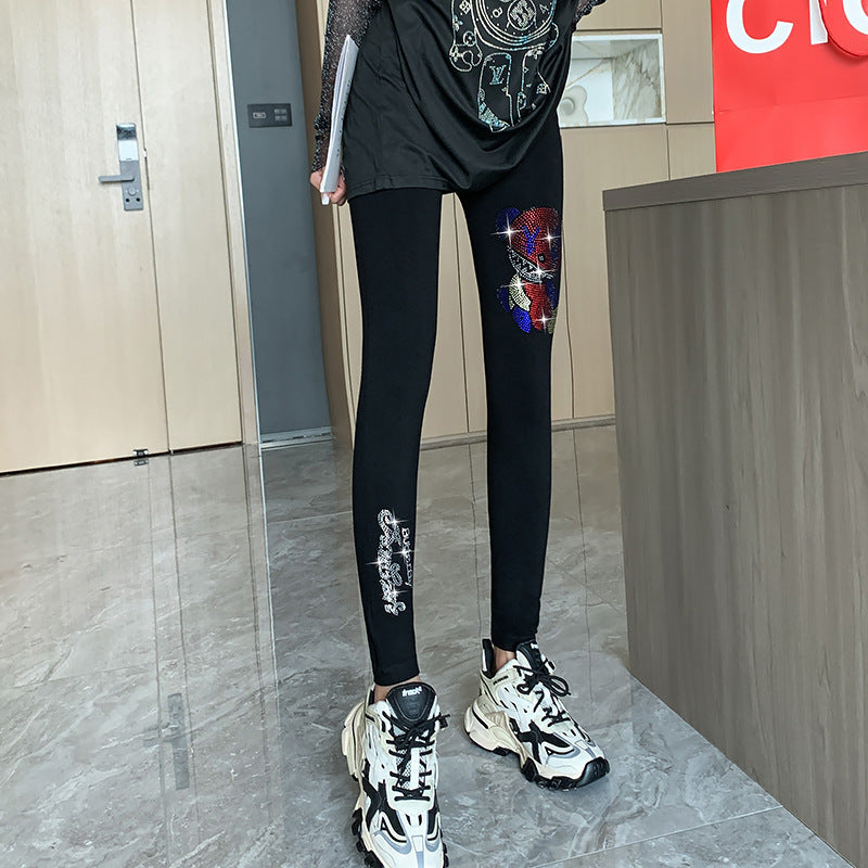 Women's Shiny Rhinestone Leggings - Sparkle Tights