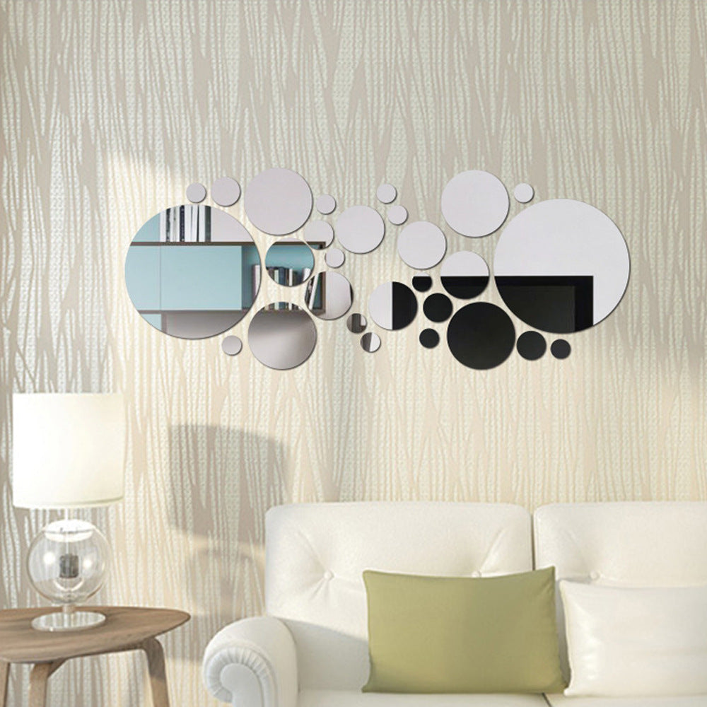 Decorative Big and Small Circle Mirror Decals | 3D Stereo Acrylic Wall Art