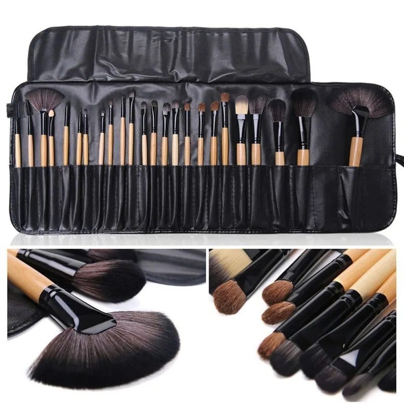 Deluxe 24 Pcs Cosmetics Brush Set | Complete Kit for Eyebrow, Foundation & Eyeshadow