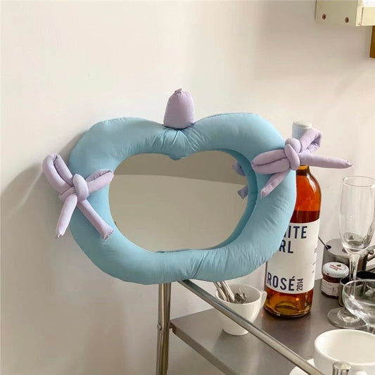 Aesthetic Cotton-Filled Fabric Vanity Mirror | INS Korean Style Wall Decoration