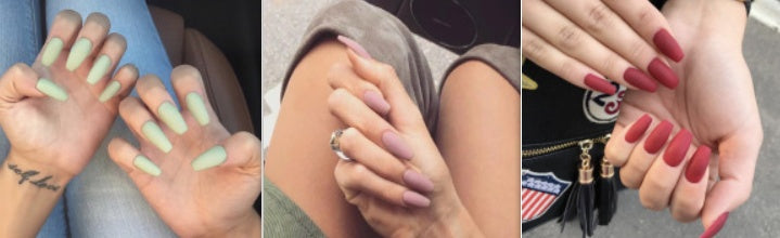 Matte Finish Long Trapezoid False Nails | Frosted Ballet Coffin Press-On Set