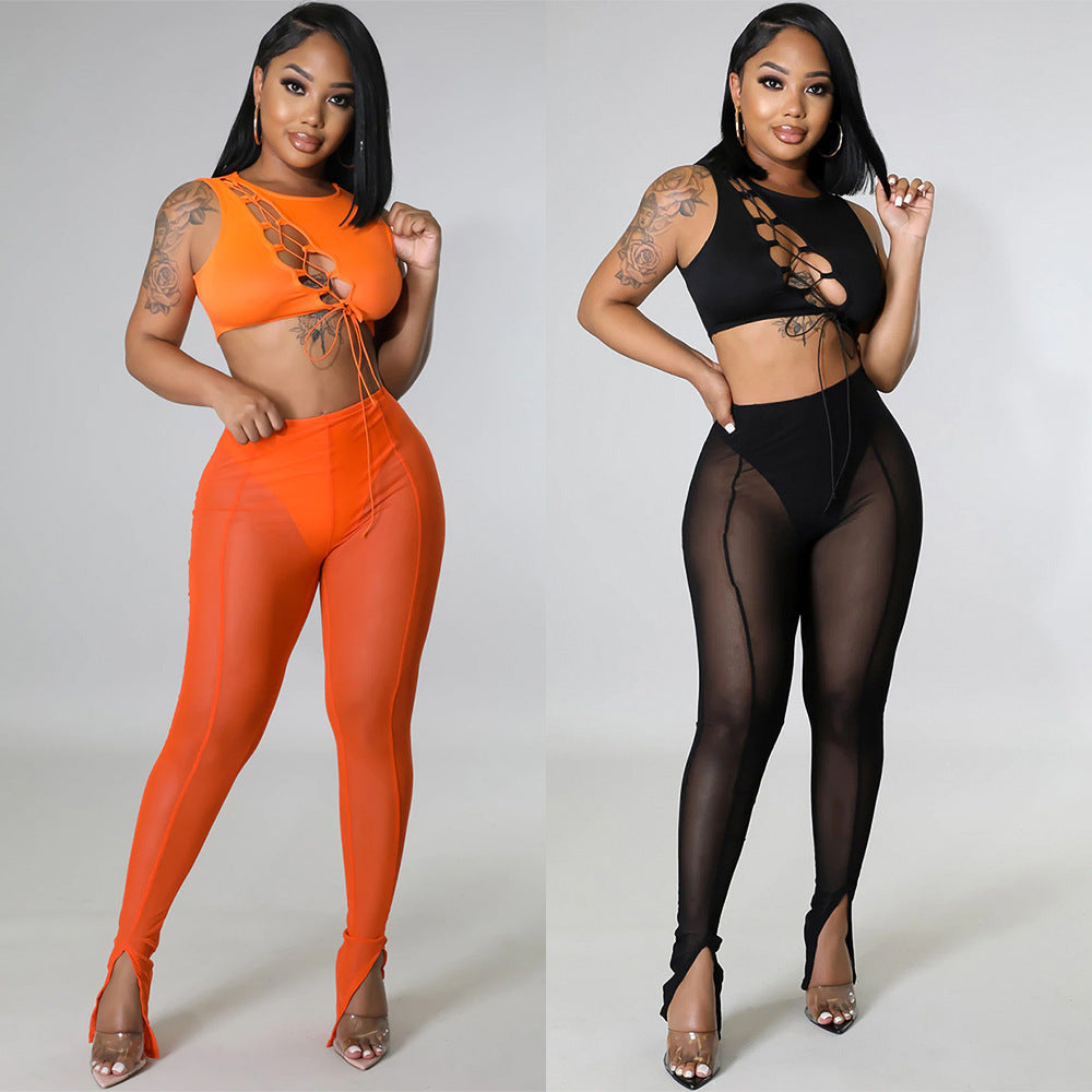 Women's Skinny Mesh See-through Leggings - Sheer Panel Tights