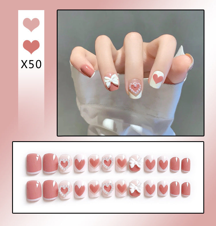 Luxury French Tip Press-On Nails | Removable Full Cover Tips with Diamonds