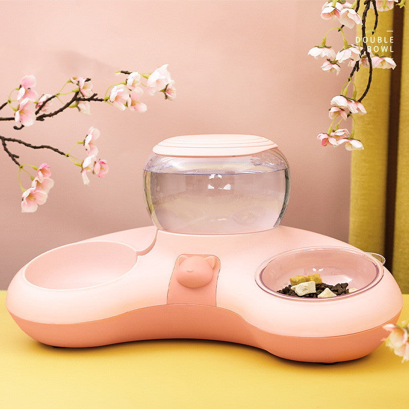 Automatic Crescent Double Bowl | Food Feeder & Water Dispenser for Pets
