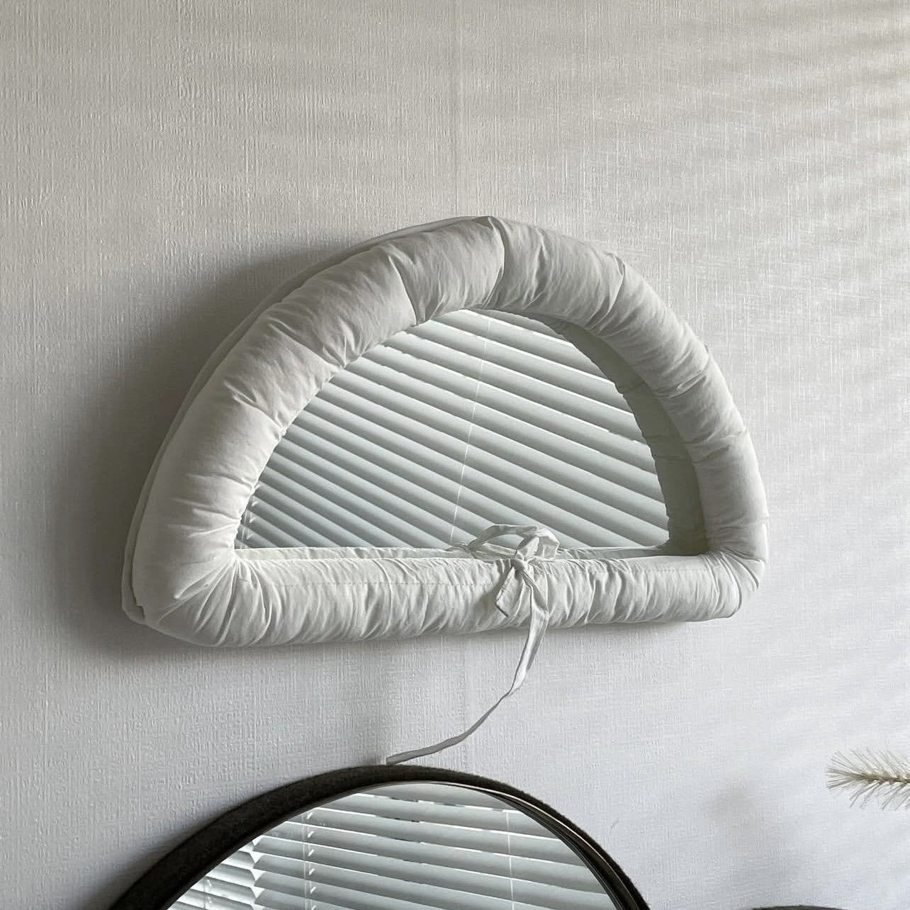 Hanging Simple Cotton-Filled Fabric Mirror | Soft Wall Decor Accent