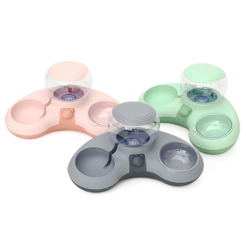 Automatic Crescent Double Bowl | Food Feeder & Water Dispenser for Pets